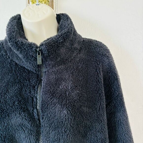 Victoria’s Secret PINK Black Sherpa NWT full zip soft teddy jacket mock neck poc - Picture 4 of 11
